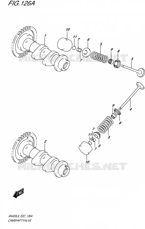 ARBRE A CAMES - VALVE Suzuki SCOOTER 400 BURGMAN 2016  AN400A L6 (E19)