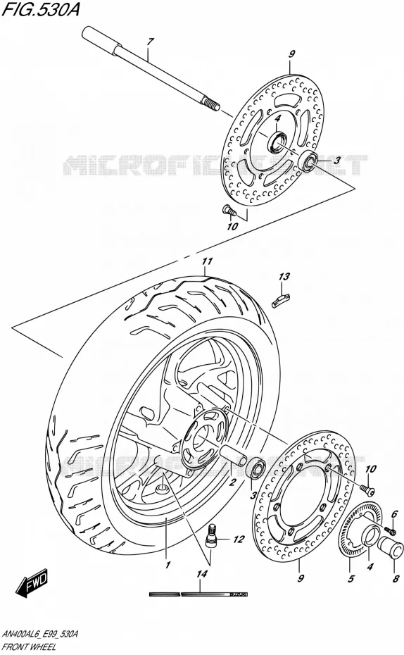 ROUE AVANT Suzuki SCOOTER 400 BURGMAN 2016  AN400A L6 (E99)