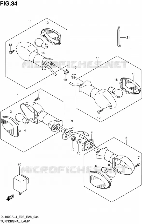 CLIGNOTANTS Suzuki MOTO 1000 V-STROM 2014  DL1000A L4 (E03,E28,E33)