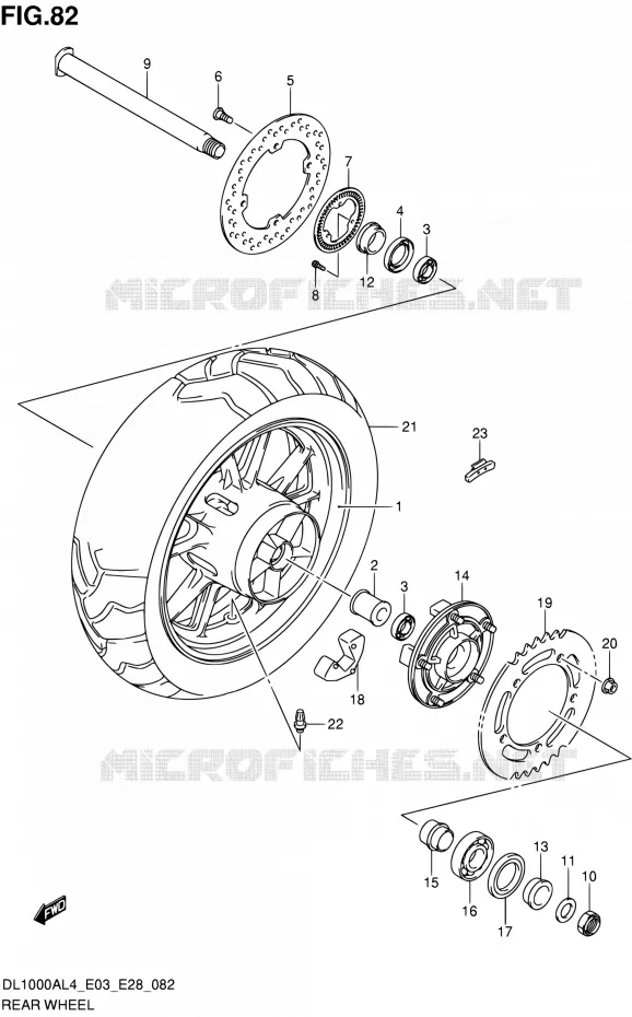 ROUE ARRIERE Suzuki MOTO 1000 V-STROM 2014  DL1000A L4 (E03,E28,E33)