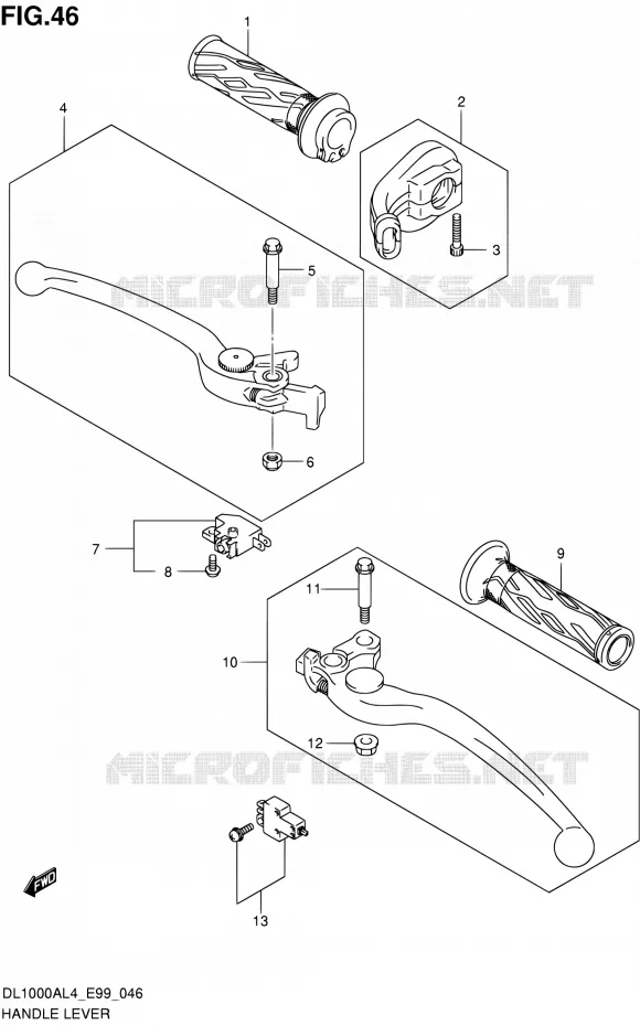 ENSEMBLE LEVIERS - POIGNEES Suzuki MOTO 1000 V-STROM 2014  DL1000A L4 (E99)