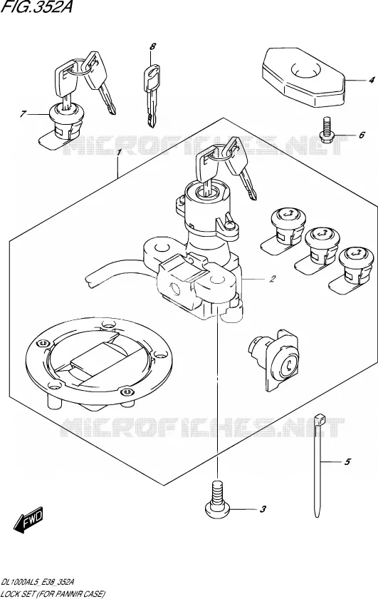 KIT SERRURE (FOR PANNIR CASE) Suzuki MOTO 1000 V-STROM 2015  DL1000A L5 (E38)