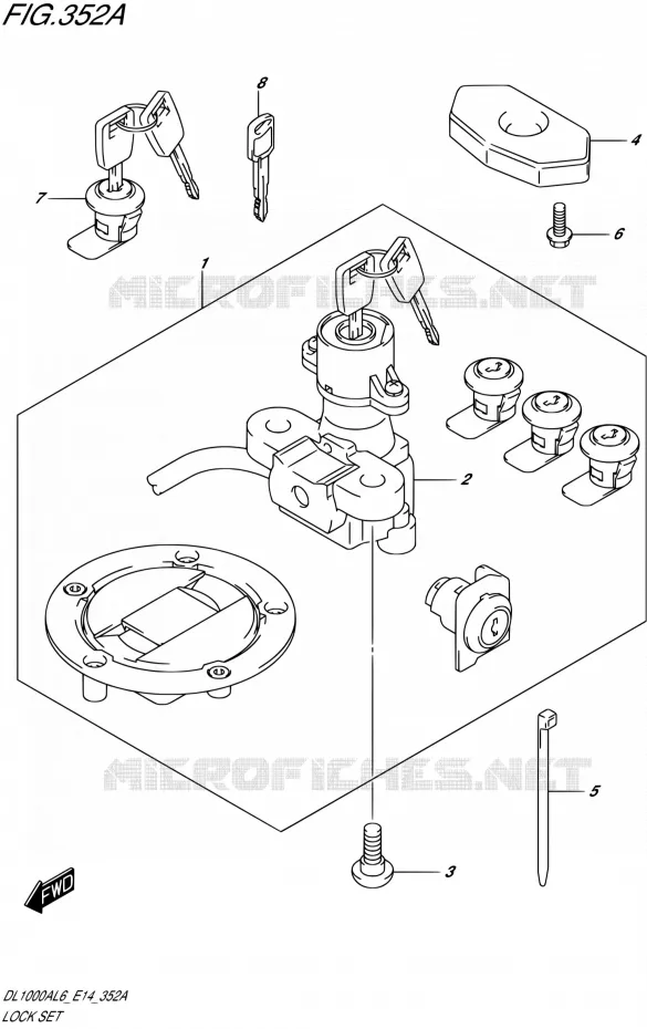 KIT SERRURE (FOR PANNIR CASE) Suzuki MOTO 1000 V-STROM 2016  DL1000A L6 (E14)