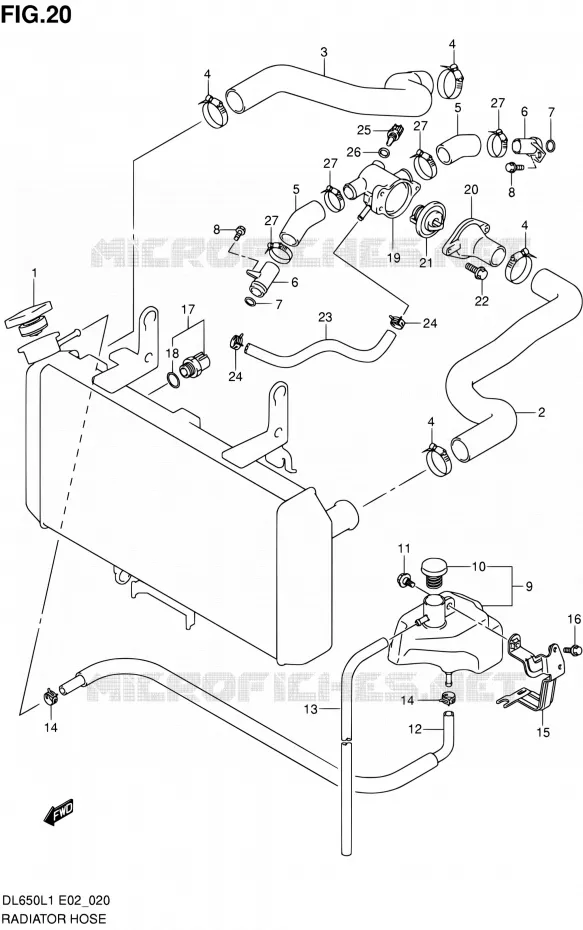 DURITE DE RADIATEUR Suzuki MOTO 650 V-STROM 2011  DL650A L1 (E02,E19,E24)