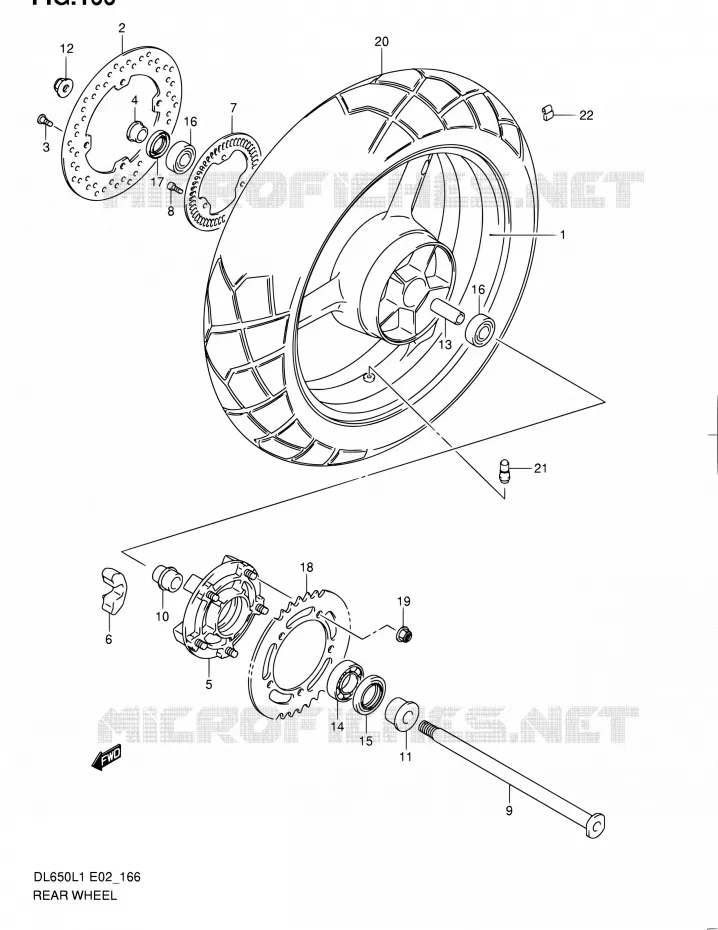 ROUE ARRIERE (DL650AL1 E24) Suzuki MOTO 650 V-STROM 2011  DL650A L1 (E02,E19,E24)