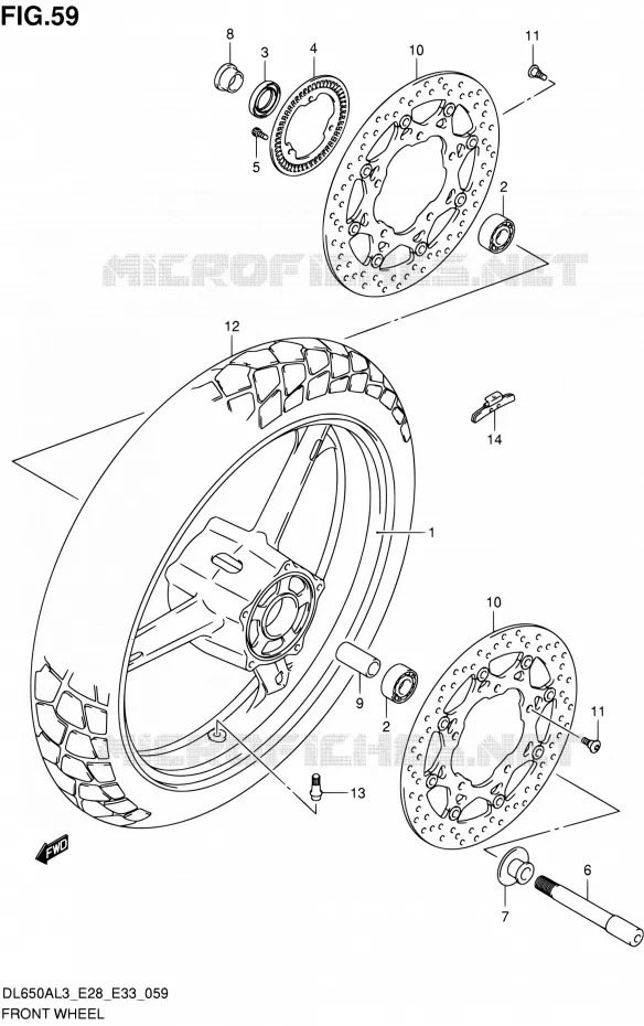 ROUE AVANT Suzuki MOTO 650 V-STROM 2013  DL650A L3 (E03,E28,E33)