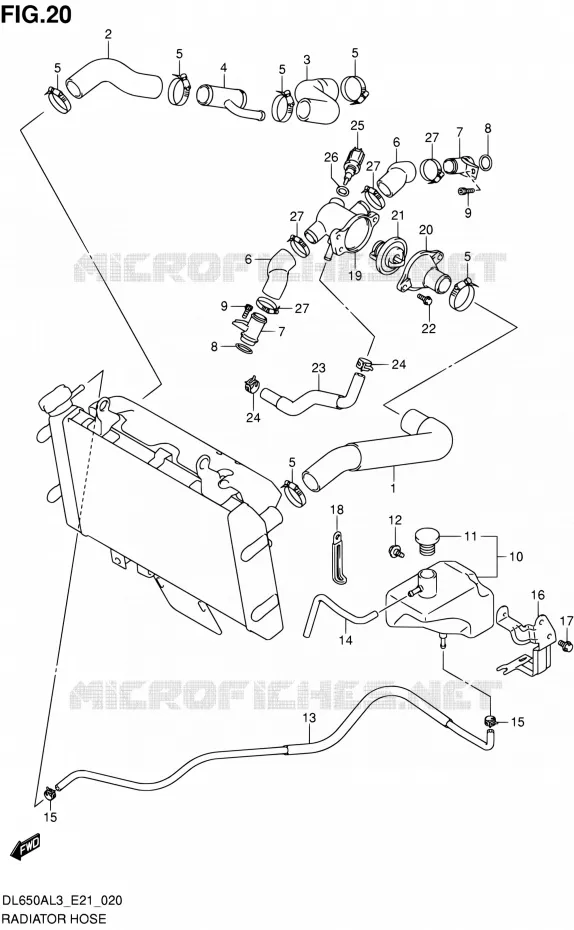 DURITE DE RADIATEUR Suzuki MOTO 650 V-STROM 2013  DL650A L3 (E21)