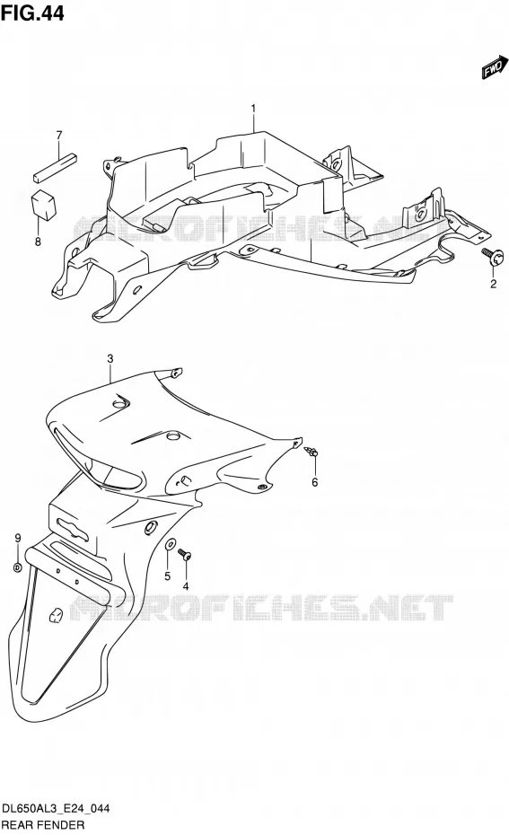 GARDE BOUE ARRIERE Suzuki MOTO 650 V-STROM 2013  DL650A L3 (E24)