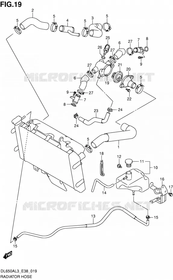 DURITE DE RADIATEUR Suzuki MOTO 650 V-STROM 2013  DL650A L3 (E38)