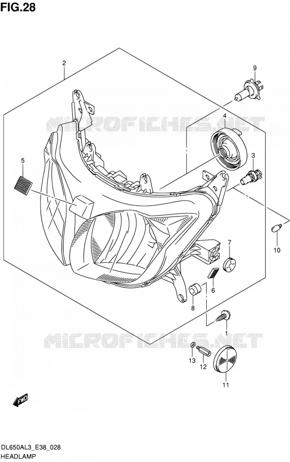 PHARE Suzuki MOTO 650 V-STROM 2013  DL650A L3 (E38)
