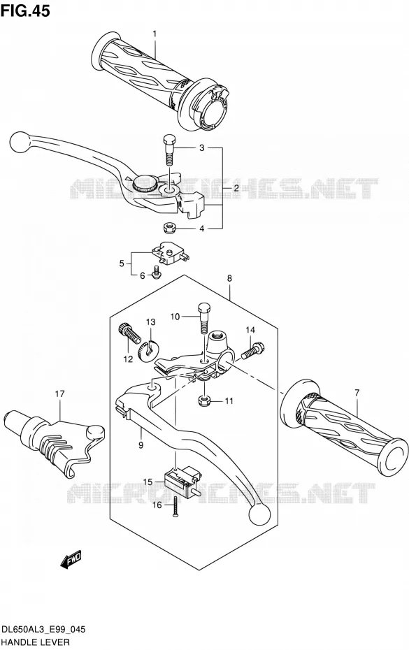 ENSEMBLE LEVIERS - POIGNEES Suzuki MOTO 650 V-STROM 2013  DL650A L3 (E99)