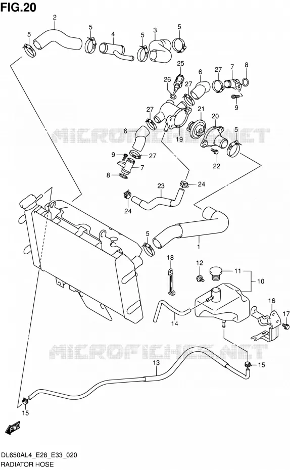 DURITE DE RADIATEUR Suzuki MOTO 650 V-STROM 2014  DL650A L4 (E03,E28,E33)
