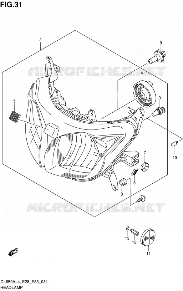 PHARE Suzuki MOTO 650 V-STROM 2014  DL650A L4 (E03,E28,E33)