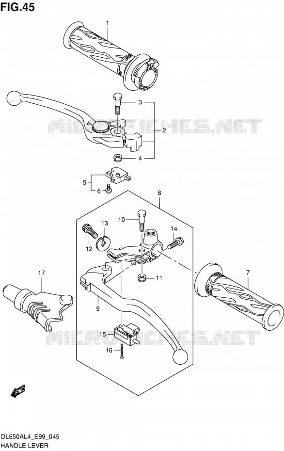 ENSEMBLE LEVIERS - POIGNEES Suzuki MOTO 650 V-STROM 2014  DL650A L4 (E99)