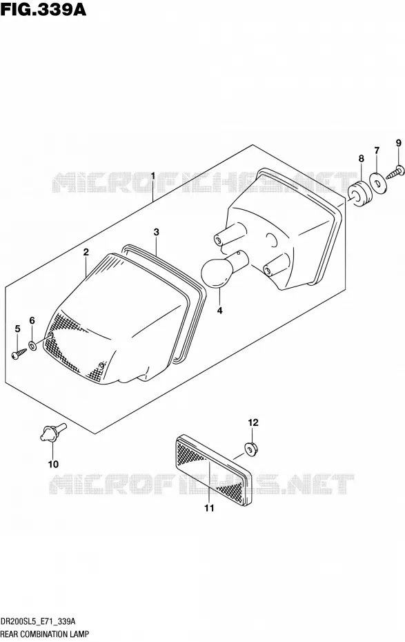 ENSEMBLE FEU ARRIERE Suzuki MOTO 200 DR 2015  DR200S L5 (E71)