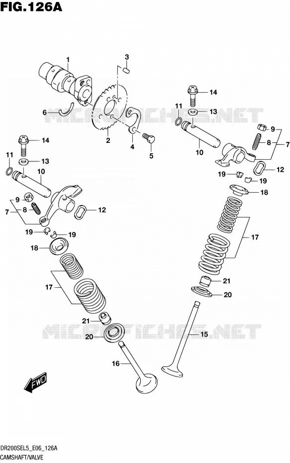 ARBRE A CAMES - VALVE Suzuki MOTO 200 DR 2015  DR200SE L5 (E06)