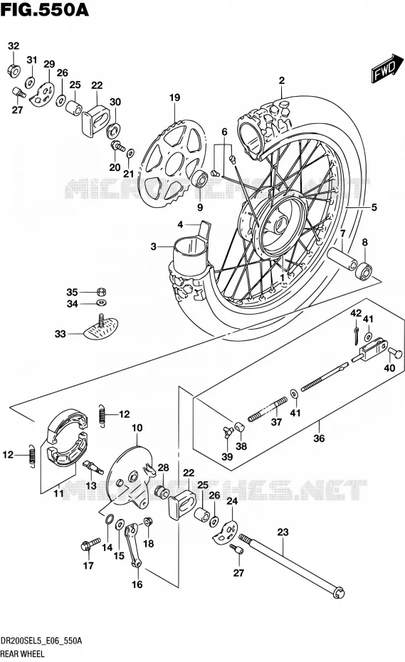 ROUE ARRIERE Suzuki MOTO 200 DR 2015  DR200SE L5 (E06)