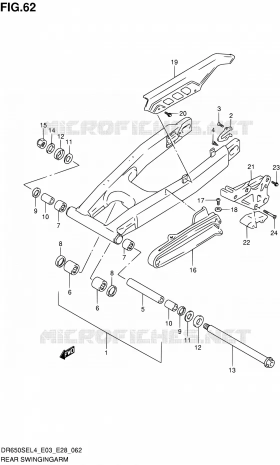 BRAS OSCILLANT ARRIERE Suzuki MOTO 650 DR 2014  DR650SE L4 (E03,E28,E33)