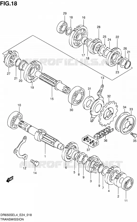 TRANSMISSION Suzuki MOTO 650 DR 2014  DR650SE L4 (E24)