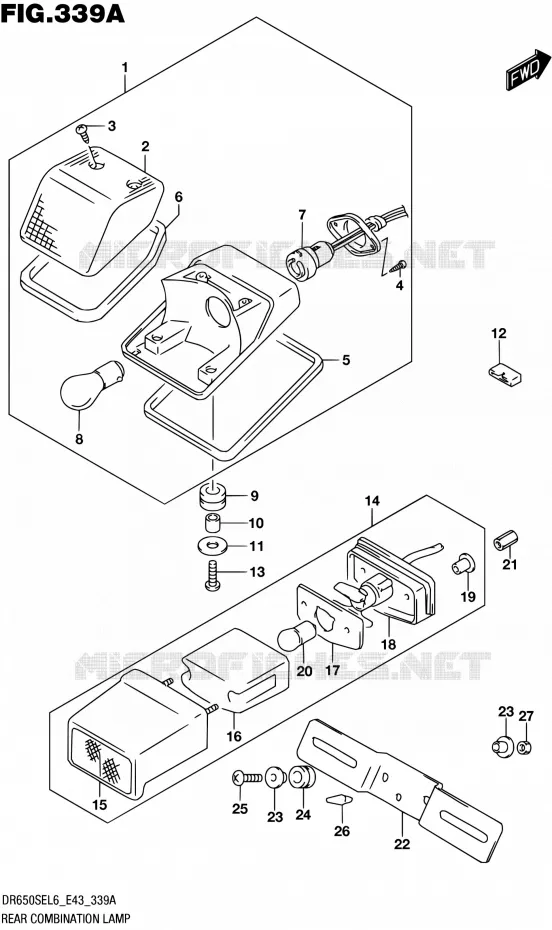 ENSEMBLE FEU ARRIERE Suzuki MOTO 650 DR 2016  DR650SE L6 (E43)