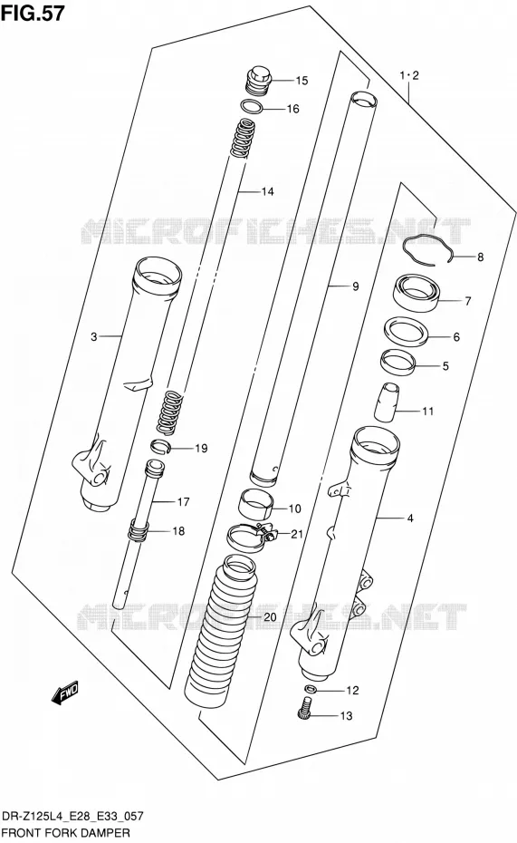 FOURCHE (DR-Z125LL4 E33) Suzuki MOTO 125 DR-Z 2014  DR-Z125 L4