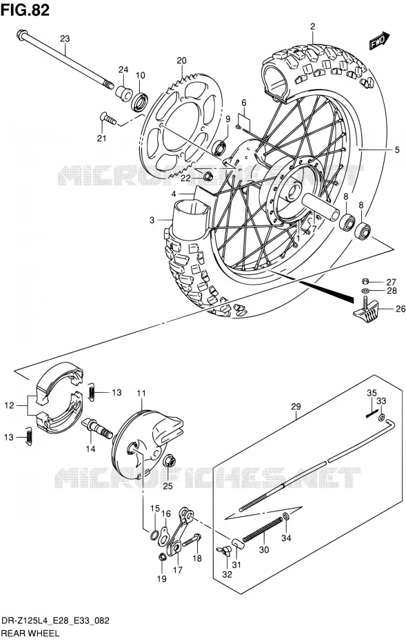 ROUE ARRIERE (DR-Z125LL4 E33) Suzuki MOTO 125 DR-Z 2014  DR-Z125 L4