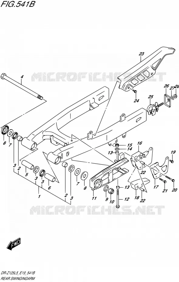 BRAS OSCILLANT ARRIERE (DR-Z125LL5 E19) Suzuki MOTO 125 DR-Z 2015  DR-Z125L L5 (E19)