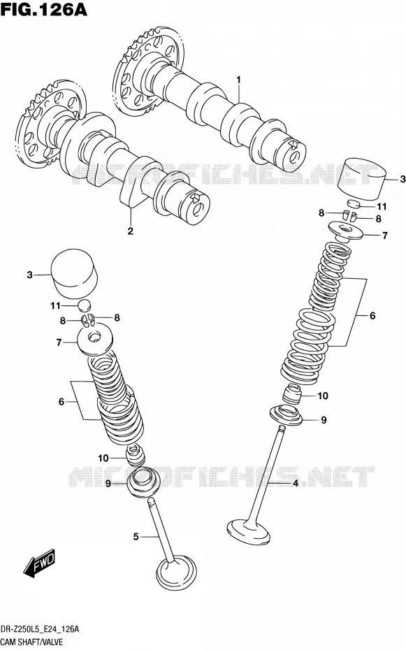 ARBRE A CAMES - VALVE Suzuki MOTO 250 DR-Z 2015  DR-Z250 L5 (E24)