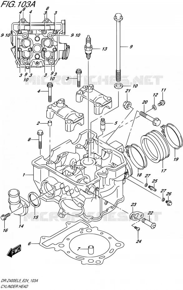 CULASSE Suzuki MOTO 400 DR-Z 2015  DR-Z400E L5 (E24)