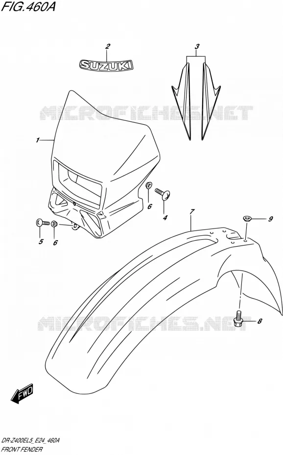 GARDE BOUE AVANT Suzuki MOTO 400 DR-Z 2015  DR-Z400E L5 (E24)