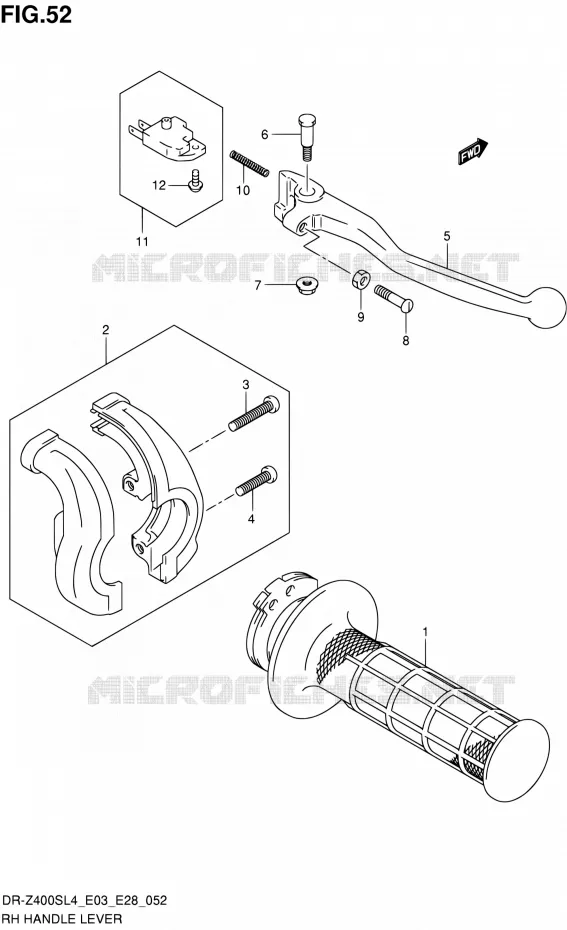 ENSEMBLE LEVIERS - POIGNEES DROIT Suzuki MOTO 400 DR-Z 2014  DR-Z400S L4 (E03,E28,E33)