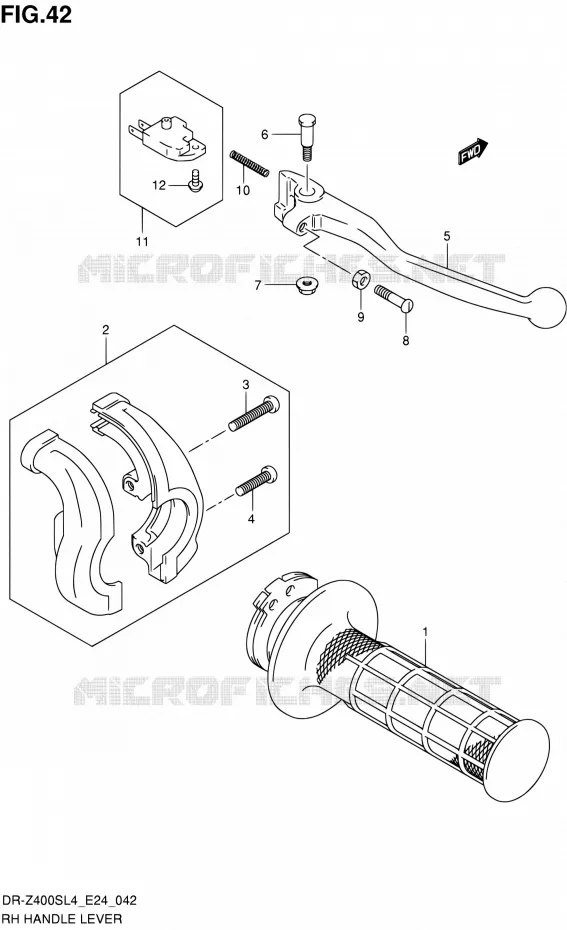 ENSEMBLE LEVIERS - POIGNEES DROIT Suzuki MOTO 400 DR-Z 2014  DR-Z400S L4 (E24)