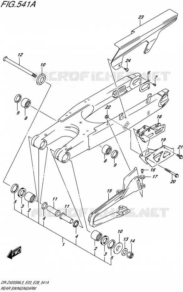 BRAS OSCILLANT ARRIERE Suzuki MOTO 400 DR-Z 2015  DR-Z400SM L5 (E03,E28,E33)