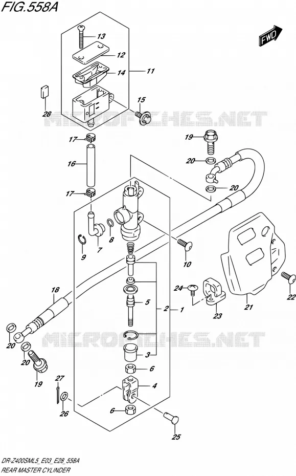 MAITRE CYLINDRE ARRIERE Suzuki MOTO 400 DR-Z 2015  DR-Z400SM L5 (E03,E28,E33)
