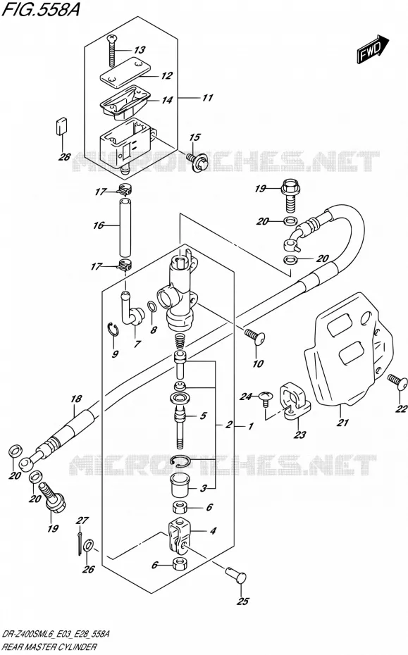 MAITRE CYLINDRE ARRIERE Suzuki MOTO 400 DR-Z 2016  DR-Z400SM L6 (E03,E28,E33)