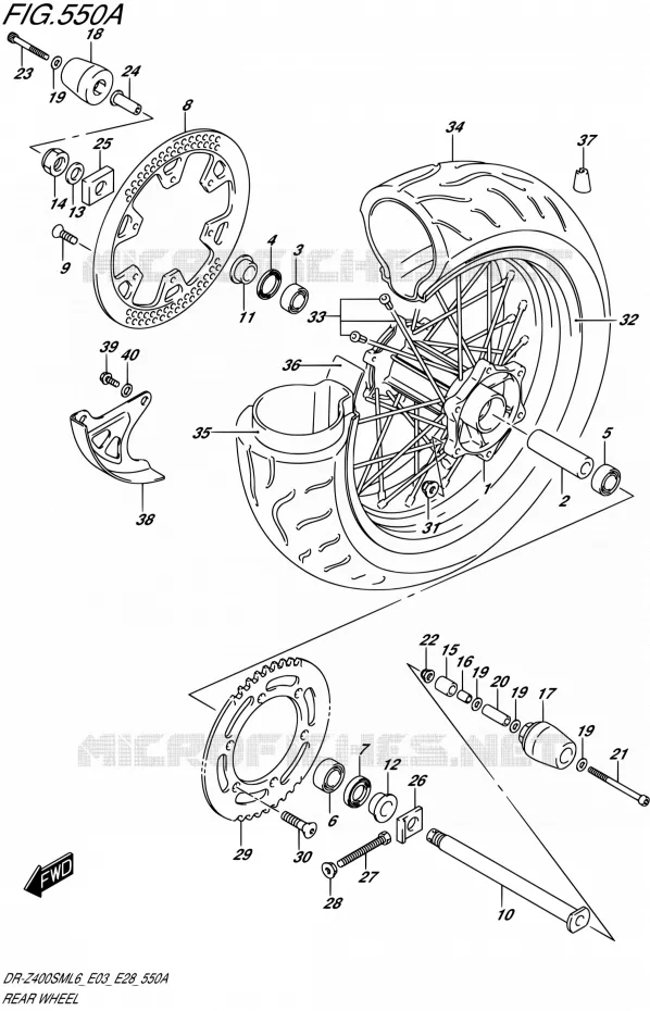 ROUE ARRIERE Suzuki MOTO 400 DR-Z 2016  DR-Z400SM L6 (E03,E28,E33)