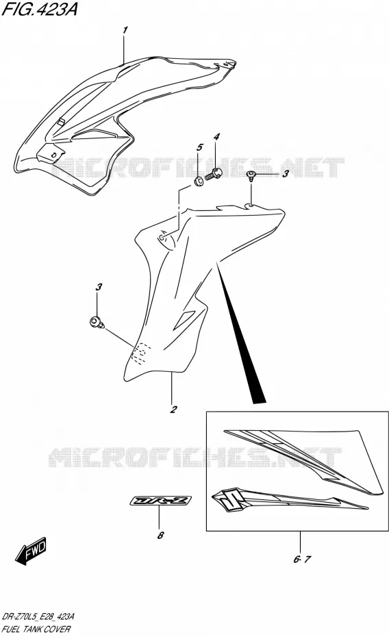 RESERVOIR D'ESSENCE - COUVERCLES Suzuki MOTO 70 DR-Z 2015  DR-Z70 L5 (E03,E28,E33)