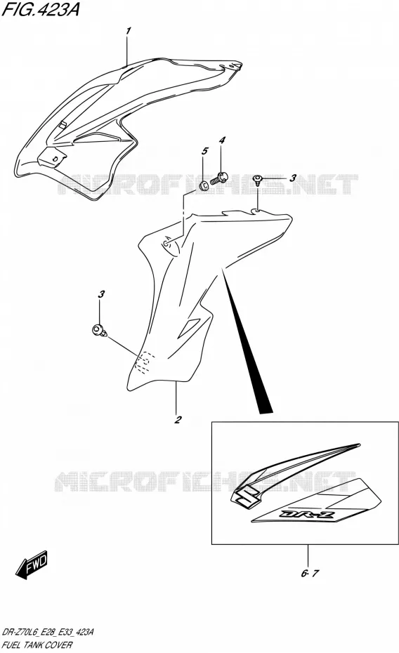 RESERVOIR D'ESSENCE - COUVERCLES Suzuki MOTO 70 DR-Z 2016  DR-Z70 L6 (E03,E28,E33)