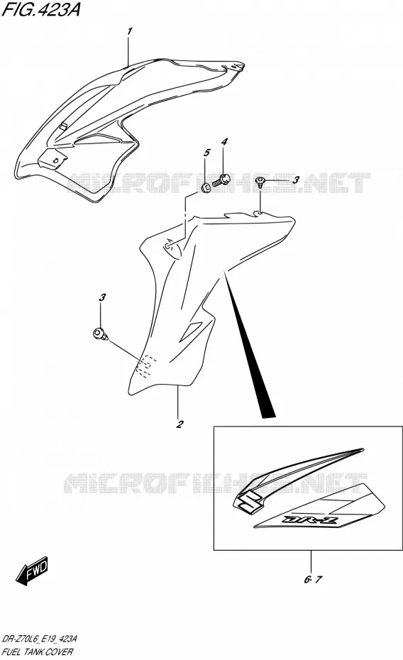 RESERVOIR D'ESSENCE - COUVERCLES Suzuki MOTO 70 DR-Z 2016  DR-Z70 L6 (E19)