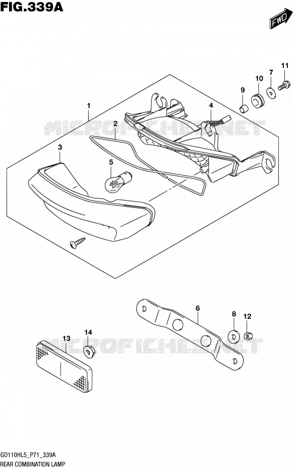ENSEMBLE FEU ARRIERE Suzuki MOTO 110 GS 2015  GS110H L5