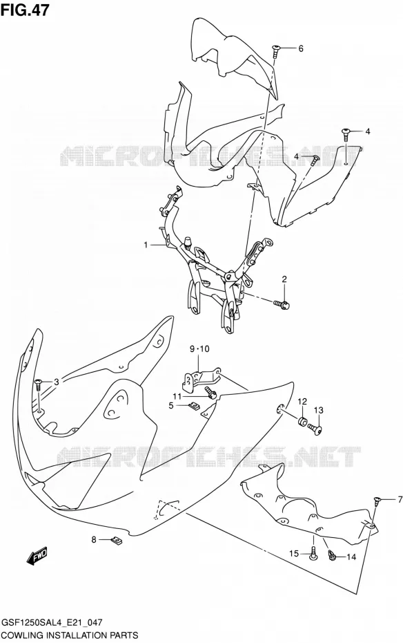 SUPPORTS / FIXATIONS CARENAGES Suzuki MOTO 1250 BANDIT 2015  GSF1250SA L4 (E21)