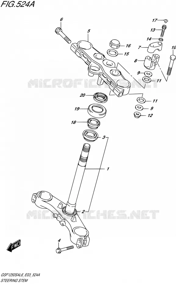 COLONNE DE DIRECTION Suzuki MOTO 1250 BANDIT 2016  GSF1250SA L6 (E03)
