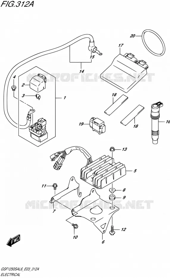 PARTIE ELECTRIQUE (GSF1250SAL6 E03) Suzuki MOTO 1250 BANDIT 2016  GSF1250SA L6 (E03)