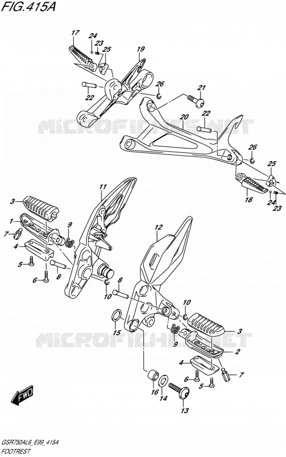 REPOSE PIED Suzuki MOTO 750 GSR 2016  GSR750A L6 (E99)