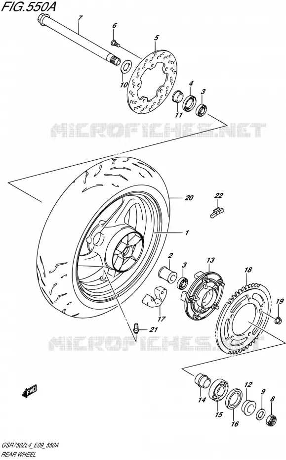ROUE ARRIERE Suzuki MOTO 750 GSR 2014  GSR750Z L4 (E09)