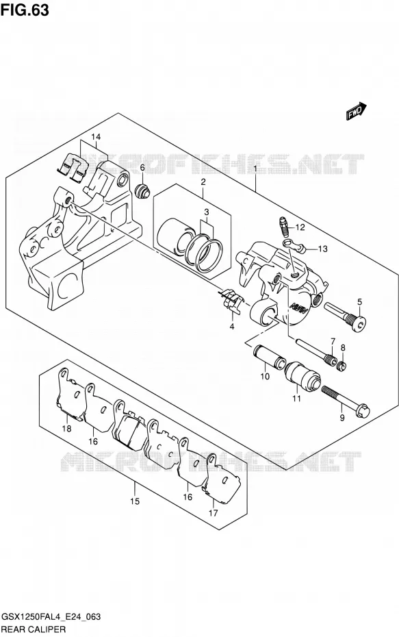 ETRIER DE FREIN ARRIERE Suzuki MOTO 1250 GSX-F 2014  GSX1250FA L4 (E24)