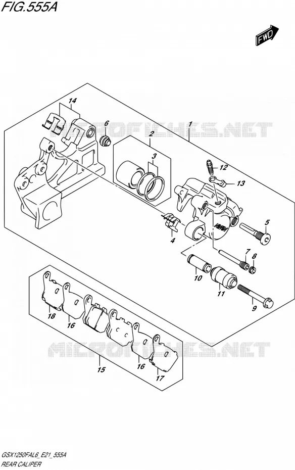 ETRIER DE FREIN ARRIERE Suzuki MOTO 1250 GSX-F 2016  GSX1250FA L6 (E21)