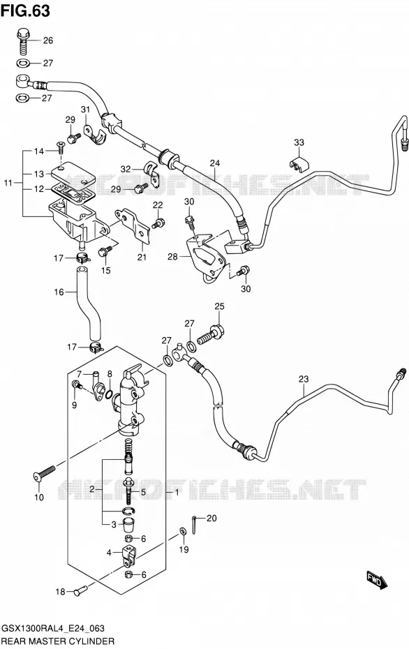 MAITRE CYLINDRE ARRIERE Suzuki MOTO 1300 HAYABUSA 2014  GSX1300RA L4 (E24)