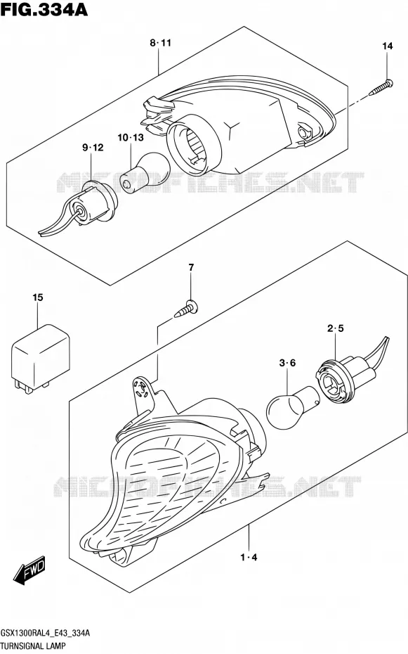 CLIGNOTANTS Suzuki MOTO 1300 HAYABUSA 2014  GSX1300RA L4 (E43)
