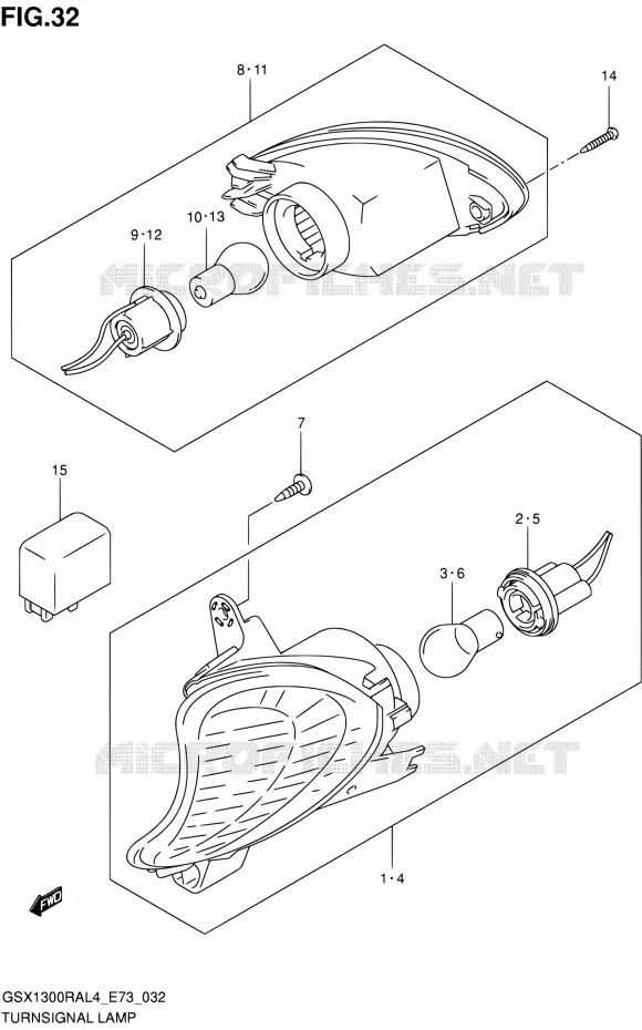 CLIGNOTANTS Suzuki MOTO 1300 HAYABUSA 2014  GSX1300RA L4 (E73)